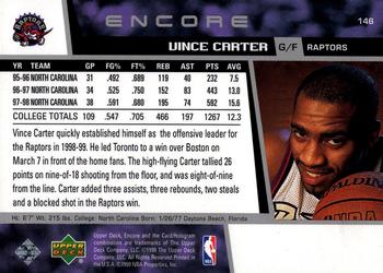 1998-99 Upper Deck Encore #146 Vince Carter Back