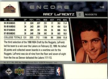 1998-99 Upper Deck Encore #148 Raef LaFrentz Back