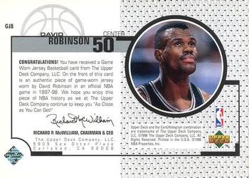 1998-99 Upper Deck - Game Worn Jerseys / Rookie Jerseys #GJ8 David Robinson Back