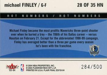 2003-04 Flair Final Edition - Hot Numbers Retail #28 Michael Finley Back