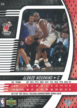 1998-99 Upper Deck Ionix #34 Alonzo Mourning Back