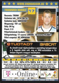 2004-05 Scampi's Sportkártyák - Kosárlabda #27 Rudolf Trummer Back