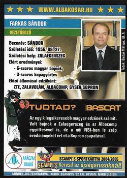 2004-05 Scampi's Sportkártyák - Kosárlabda #98 Sandor Farkas Back