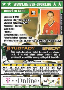2004-05 Scampi's Sportkártyák - Kosárlabda #107 Akos Horvath Back
