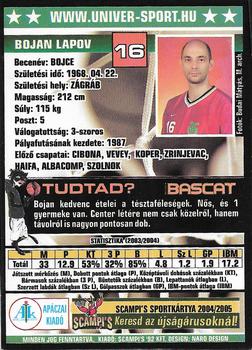 2004-05 Scampi's Sportkártyák - Kosárlabda #110 Bojan Lapov Back