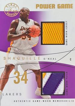 2003-04 Flair Final Edition - Power Game Jersey and Patch Gold #SON Shaquille O'Neal Front