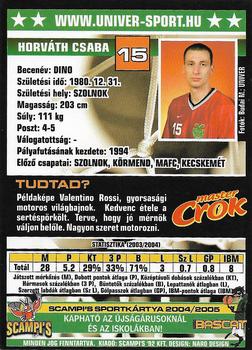 2004-05 Scampi's Sportkártyák - Kosárlabda - Chio Edition #109 Csaba Horvath Back
