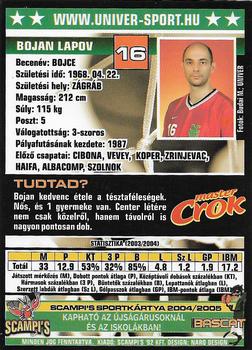 2004-05 Scampi's Sportkártyák - Kosárlabda - Chio Edition #110 Bojan Lapov Back