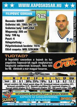 2004-05 Scampi's Sportkártyák - Kosárlabda - Chio Edition #175 Gordan Filipovic Back