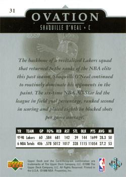 1998-99 Upper Deck Ovation #31 Shaquille O'Neal Back