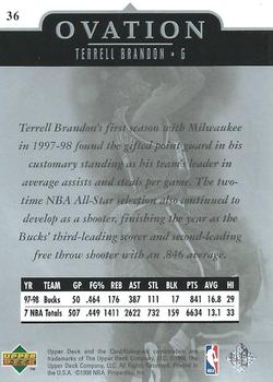 1998-99 Upper Deck Ovation #36 Terrell Brandon Back