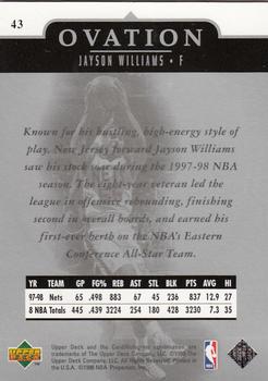 1998-99 Upper Deck Ovation #43 Jayson Williams Back