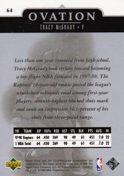 1998-99 Upper Deck Ovation #64 Tracy McGrady Back
