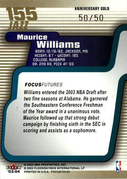 2003-04 Fleer Focus - Anniversary Gold #155 Maurice Williams Back