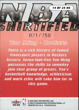 2003-04 Fleer Focus - NBA Shirtified (750) #14 NS Yao Ming Back