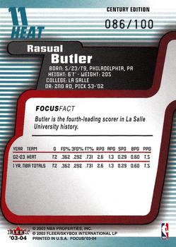 2003-04 Fleer Focus - Numbers Century #11 Rasual Butler Back