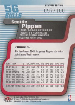 2003-04 Fleer Focus - Numbers Century #56 Scottie Pippen Back