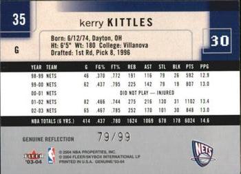 2003-04 Fleer Genuine Insider - Genuine Reflection #35 Kerry Kittles Back
