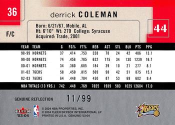 2003-04 Fleer Genuine Insider - Genuine Reflection #36 Derrick Coleman Back