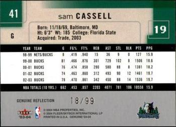 2003-04 Fleer Genuine Insider - Genuine Reflection #41 Sam Cassell Back