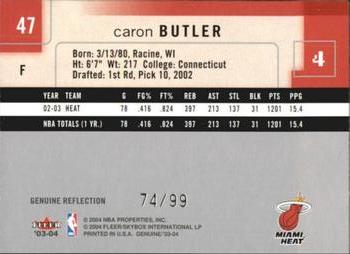 2003-04 Fleer Genuine Insider - Genuine Reflection #47 Caron Butler Back