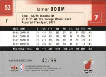 2003-04 Fleer Genuine Insider - Genuine Reflection #53 Lamar Odom Back