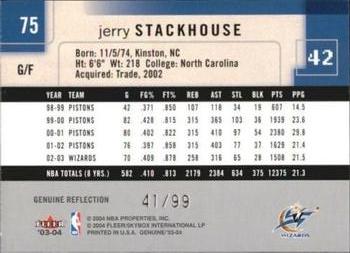 2003-04 Fleer Genuine Insider - Genuine Reflection #75 Jerry Stackhouse Back
