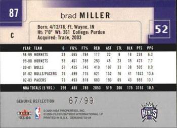2003-04 Fleer Genuine Insider - Genuine Reflection #87 Brad Miller Back