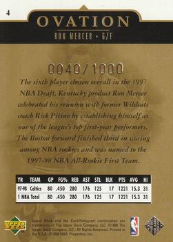 1998-99 Upper Deck Ovation - Gold #4 Ron Mercer Back