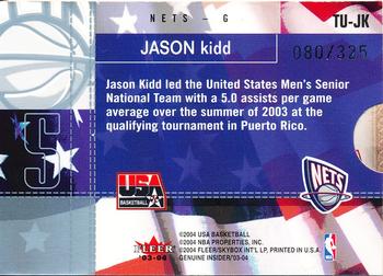 2003-04 Fleer Genuine Insider - Team USA Insider #TU-JK Jason Kidd Back