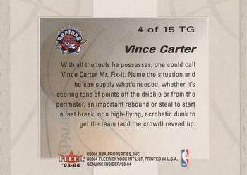 2003-04 Fleer Genuine Insider - Tools of the Game #4 TG Vince Carter Back