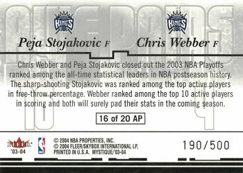 2003-04 Fleer Mystique - Awe Pairs #16 AP Peja Stojakovic / Chris Webber Back