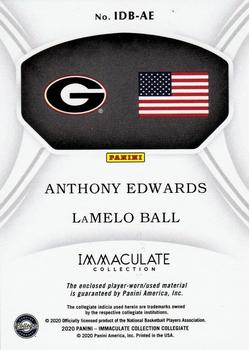 2020 Panini Immaculate Collection Collegiate - Immaculate Dual Brand Logo #IDB-AE Anthony Edwards / LaMelo Ball Back