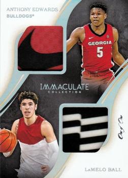 2020 Panini Immaculate Collection Collegiate - Immaculate Dual Brand Logo #IDB-AE Anthony Edwards / LaMelo Ball Front