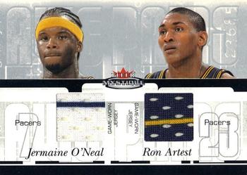 2003-04 Fleer Mystique - Awe Pairs Dual Jerseys #AP-JO/RA Jermaine O'Neal / Ron Artest Front