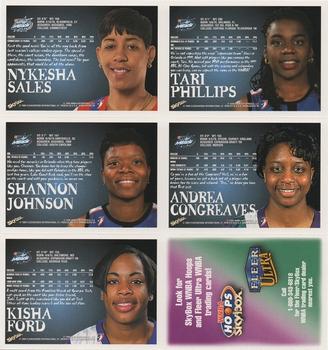 1999 Hoops WNBA #NNO Orlando Miracle SGA Team Sheet Back