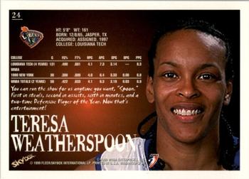 1999 Hoops WNBA #24 Teresa Weatherspoon Back