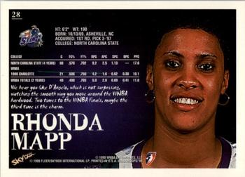 1999 Hoops WNBA #28 Rhonda Mapp Back