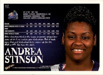 1999 Hoops WNBA #42 Andrea Stinson Back