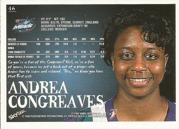 1999 Hoops WNBA #46 Andrea Congreaves Back