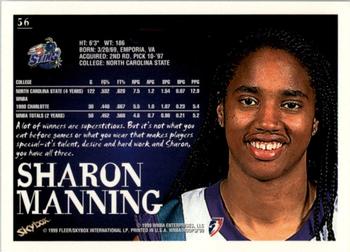 1999 Hoops WNBA #56 Sharon Manning Back