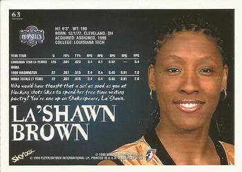 1999 Hoops WNBA #63 La'Shawn Brown Back