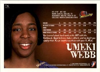 1999 Hoops WNBA #76 Umeki Webb Back
