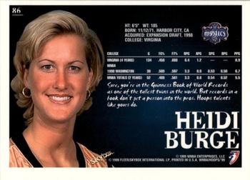 1999 Hoops WNBA #86 Heidi Burge Back