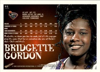 1999 Hoops WNBA #94 Bridgette Gordon Back