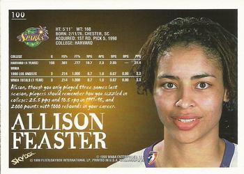 1999 Hoops WNBA #100 Allison Feaster Back