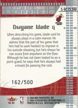 2003-04 Fleer Mystique - Secret Weapons #5 SW Dwyane Wade Back