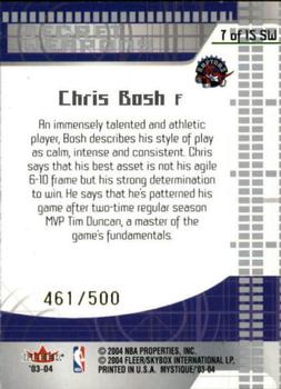 2003-04 Fleer Mystique - Secret Weapons #7 SW Chris Bosh Back