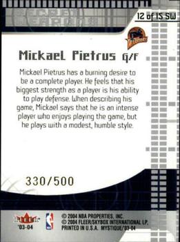 2003-04 Fleer Mystique - Secret Weapons #12 SW Mickael Pietrus Back