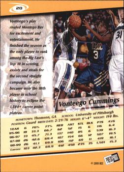 1999 Press Pass #20 Vonteego Cummings Back